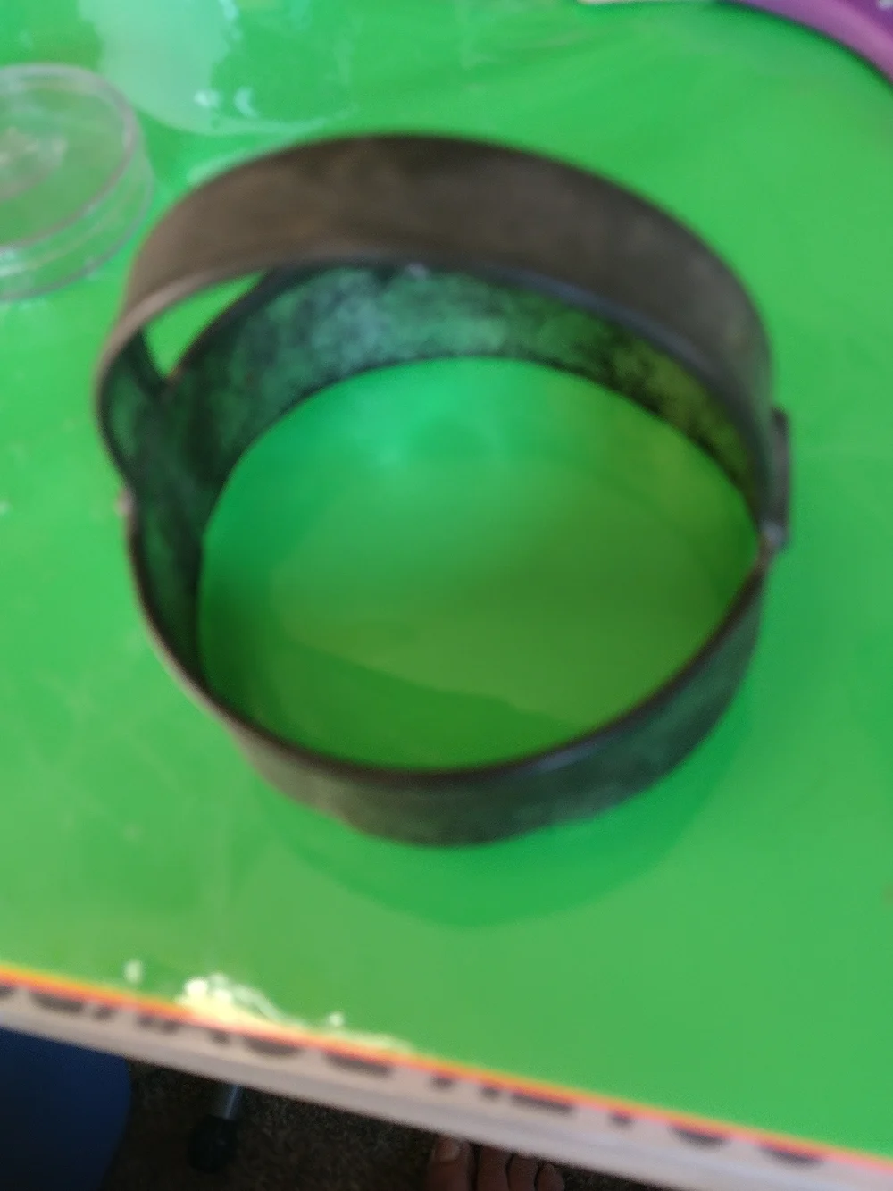 Metal Round Pastry or Biscuit Cutter - Green Patina Finish